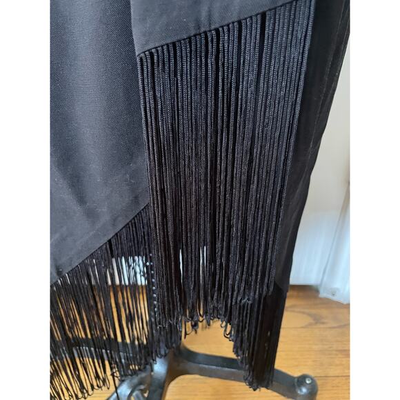 L'Academie Fringed Black Party Dress The Nanette Midi Length Size Small - Picture 7 of 9